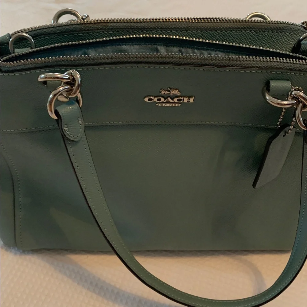 Coach Aqua Leather Shoulder Bag with long crossbody strap